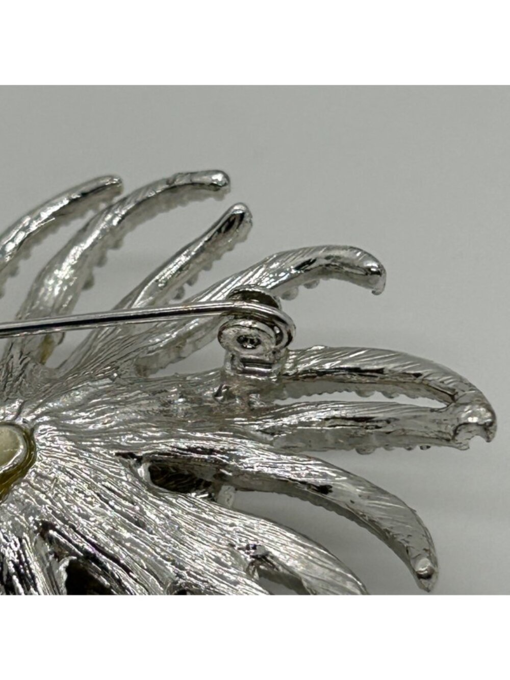 Vintage Silvertone Brooch Sunburst Starburst Swirl Rhinestone Retro Mid-Century - Picture 13 of 16